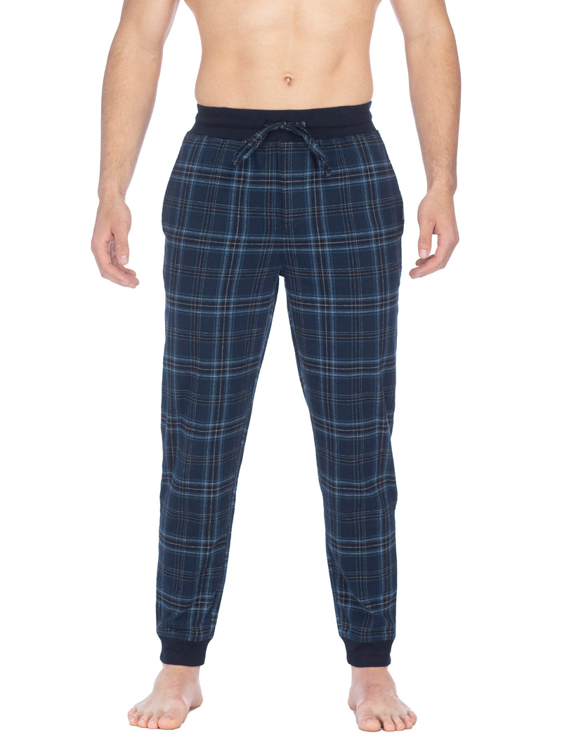 Flannel náttbuxur m/ stroffi dökkbláar