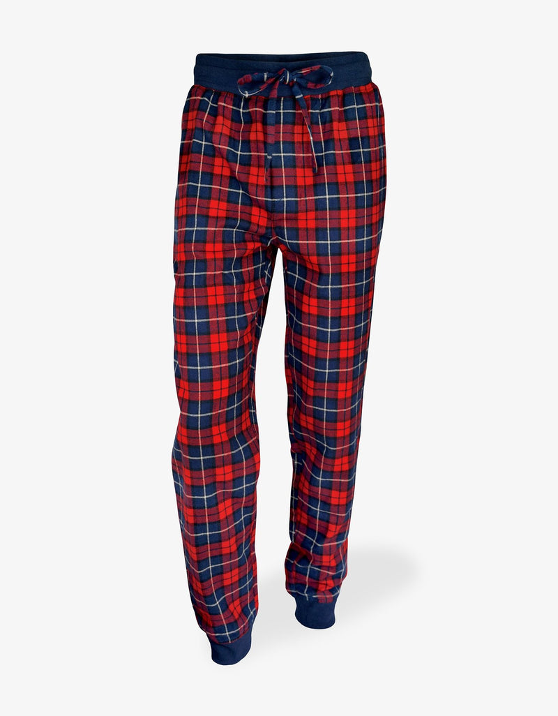 Flannel náttbuxur m/ stroffi (rauðar navy)